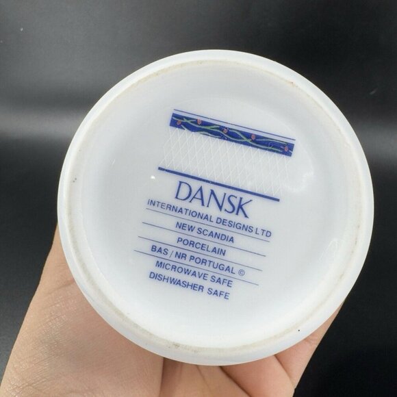 Dansk New Scandia Porcelain Trellis Floral Sugar And Creamer Blue White Set 2 - Picture 7 of 14